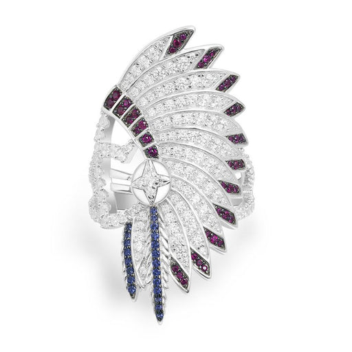 SLJELY Luxury Brand 925 Sterling Silver Indian Chief Feather Statement