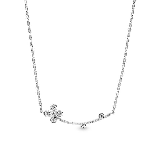 100% 925 Sterling Silver Spring Four-Petal Flower Necklace Charming