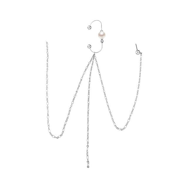 Artificial pearl earrings female long tassel ear hanging